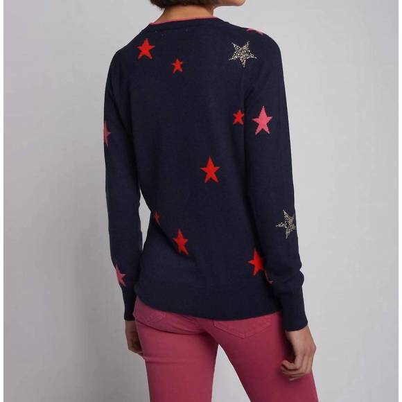 NEW VILAGALLO intarsia stars sweater in navy - Picture 2 of 4